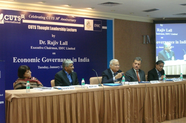 On the Occasion of 14th CUTS 30th Anniversary Lecture by Rajiv Lall on "Economic Governance in India " at Mumbai, on January 21,2014