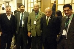 From Left: Ambassador Shafqat Kakakhel (SDPI), Dr. Nagesh Kumar(UNESCAP),Pradeep Mehta (CUTS),Majyd Aziz(KCCI), Ali Khizar (Business Recorder) at a SDPI Conference, Pakistan on December 11, 2014.