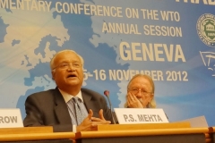 On the occasion of "Annual 2012 session of the Parliamentary Conference on the WTOBack to basics: Connecting politics and Trade" at Geneva on November 15, 2012
