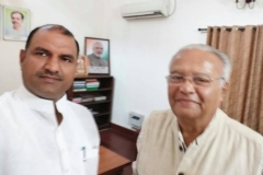 With Mr C. P. Joshi, MP from Chittorgarh at his house in Delhi discussing intense work in his adopted village where the famous Gautameshwar temple in Pratapgarh District is situated
