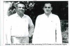 Former Prime Minister Rajiv Gandhi after endorsing CUTS Poster on Consumer Rights