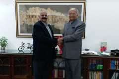 With an old friend from Jaipur: V P Singh, Governor, Punjab and Administrator, Chandigarh, He has been an MLA in Rajasthan four times and MP three times — in Chandigarh, India