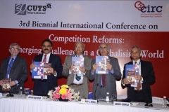 At the CUTS-CIRC 3rd Biennial Conference on Competition at Delhi 18th November. Releasing two of our publications are: Fredric Jenny, Chairman, OECD Competition Committee, Arvind Mayaram, Secretary, Economic Affairs, Govt of India; yours truly; Ashok Chawla, Chairman, Competition Commission of India and Salman Zaheer of the World Bank in that order