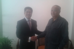 Meeting the new Ambassador of China: Le Yucheng at a Discussion on the recent Xi-Modi Summit in Delhi. He was quite bullish